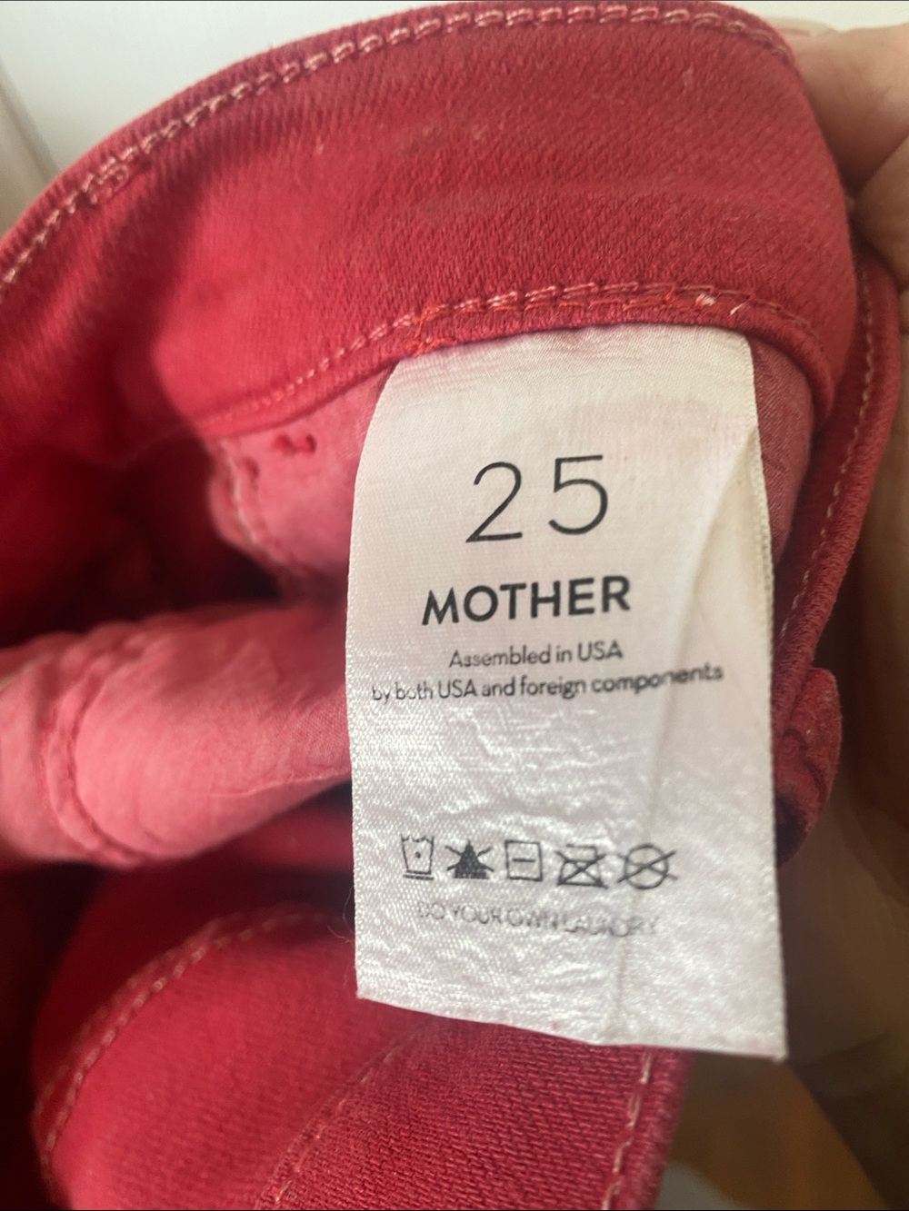 MOTHER The Hustler Ankle Fray Red Women's Jeans Never a Dull Moment - Picture 5 of 6